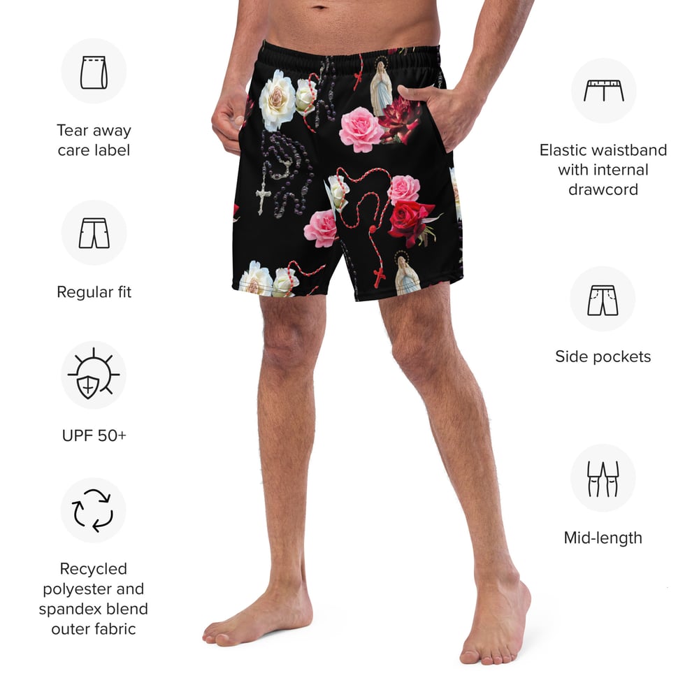 Occult Beach: Roses and Rosaries Recycled Swim Trunks