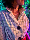 WHITE AND BLUE CHECKS COAT KAFTAN