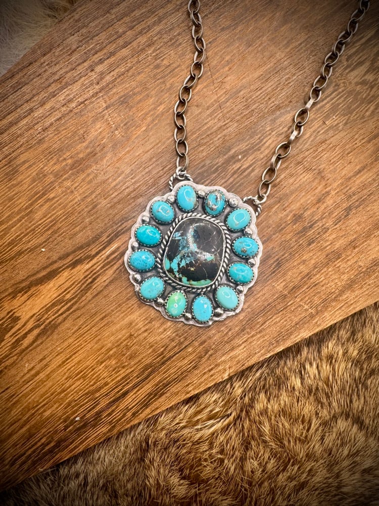 Image of Blackjack & Kingman Cluster Necklace