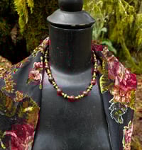 Image 1 of Aggie Maroon Jade and brass necklace 