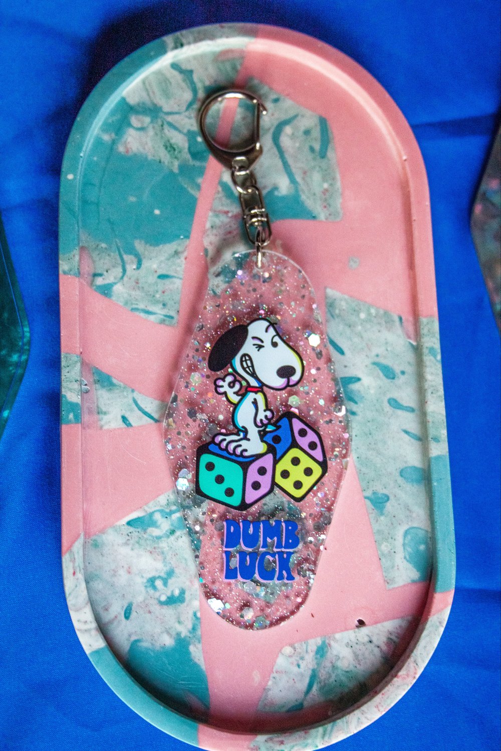 Image of Dumb Luck Spoopy Dog Glitter Motel Key Tag