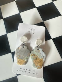 Image 2 of MARBLE GOLD LEAF VASE STUDS | POLYMER CLAY EARRINGS