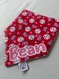 Image 4 of Personalised Red Ladybird Valentine Dog Bandana - Handmade 100% Cotton