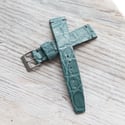 18mm Vintage Style Crocodile Strap In Cyan