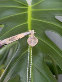 Image 1 of Silver Rose Quartz Heart Crystal Necklace