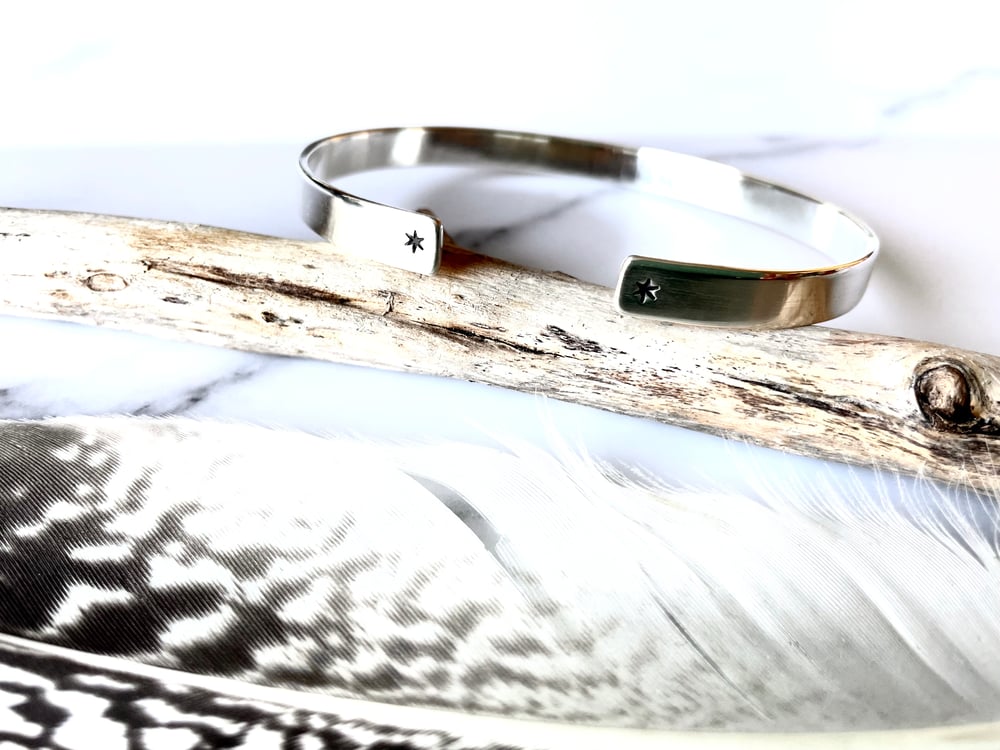 Handmade Sterling Silver 'when it's dark look for stars' Cuff Bracelet 925
