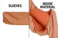 Image 3 of Women's Gingham Peasant Top, Orange and White Checkered Pattern, Long Sleeve, Elastic Neckline 