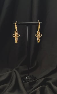 Image 2 of Gold Cross Hoops