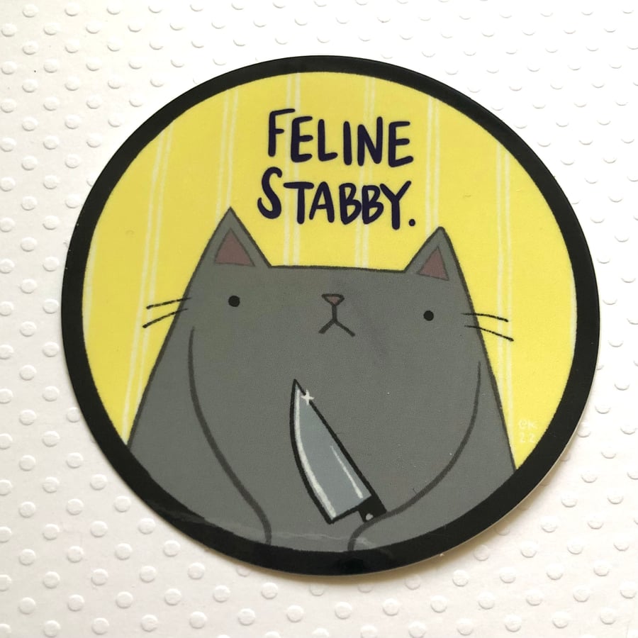 Image of FELINE STABBY vinyl sticker
