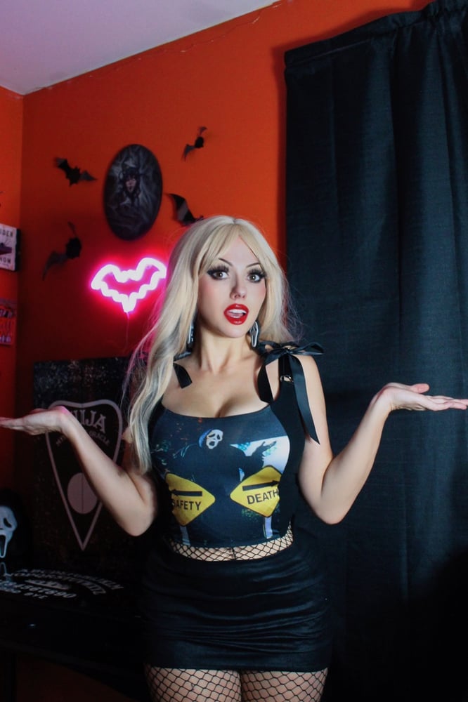 Image of The scary movie “death or safety” corset top 
