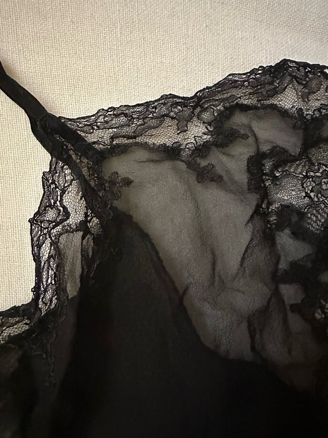 1920s silk chiffon romper with chantilly lace