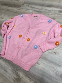 Image 3 of 2X Pink pop out flower cardigan