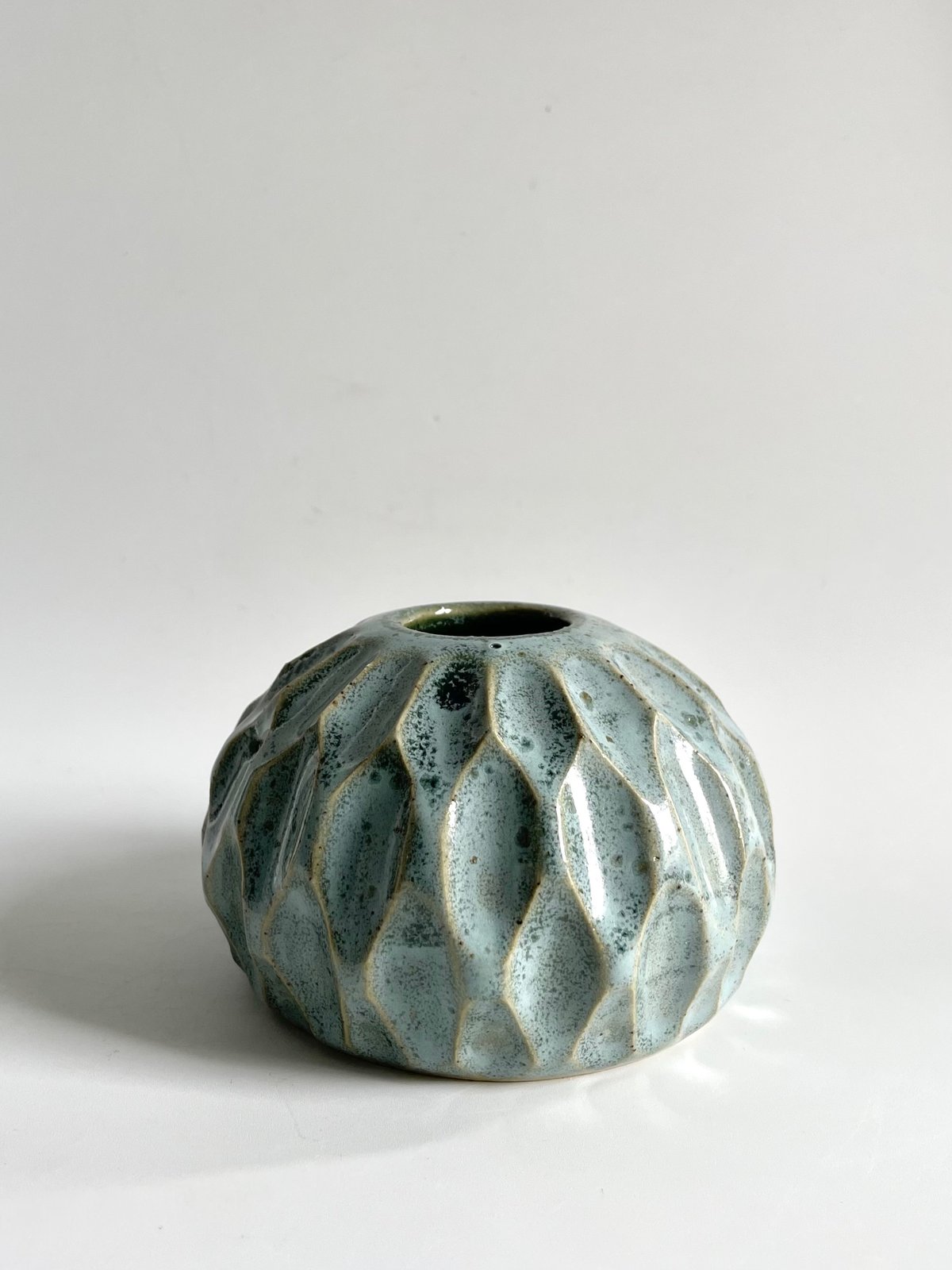 Image of Sage carved bud vase 