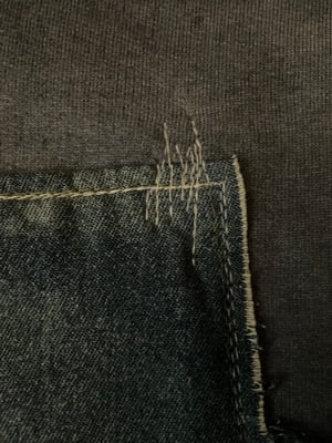 Image of Nwn- インジゴ Indigo Denim Hand dyed Hoodie pullover with sunfaded denim chest piece 