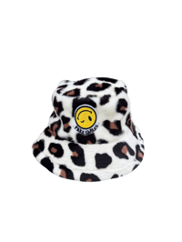 white leopard print bucket hat 
