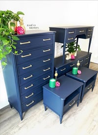 Image 15 of Navy Blue Stag Chateau Bedroom Furniture Set: Chest of Drawers, Tallboy, Dressing Table & Bedsides