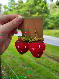 Image 2 of PDF PATTERN | Crochet Strawberry Earrings Pattern