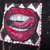 Image 3 of “PIERCED TONGUE” Custom Hand Painted Baby Tee SMALL