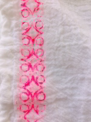 Image of mireille hot pink hand printed design towel