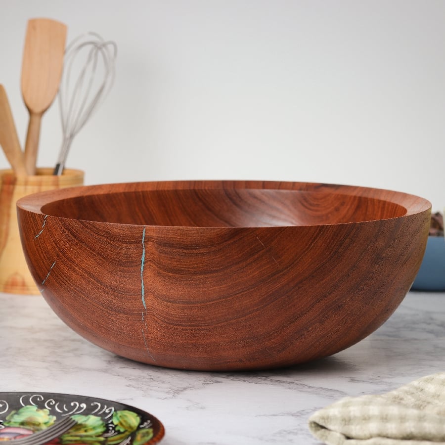 Image of Mesquite Bowl with Turquoise & Copper