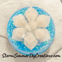 Image 2 of Round Blue w/ white flower 