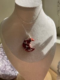 Image 2 of Red Obsidian Silver Moon  Necklace