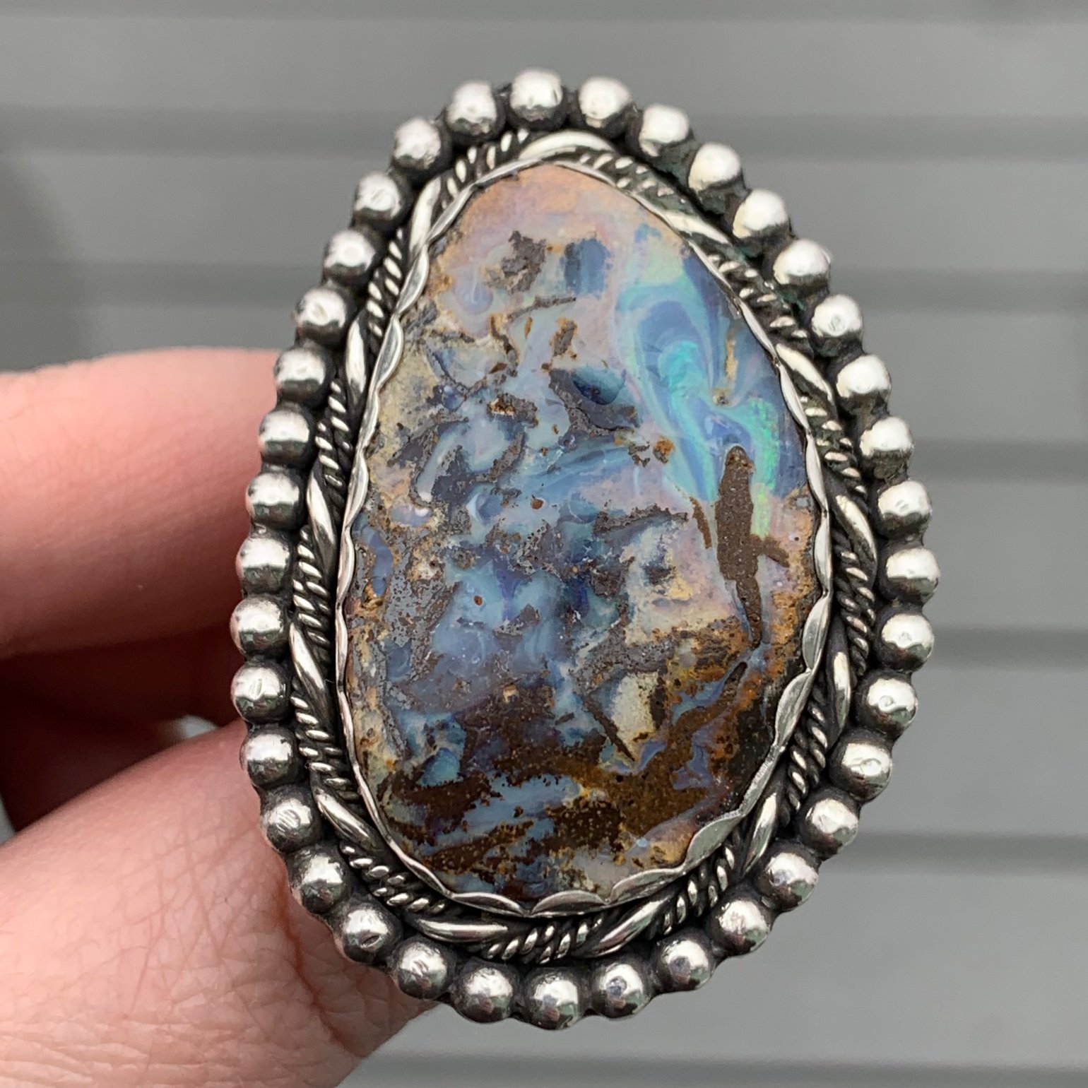 Image of Boulder Opal Handmade Sterling Silver Statement Ring