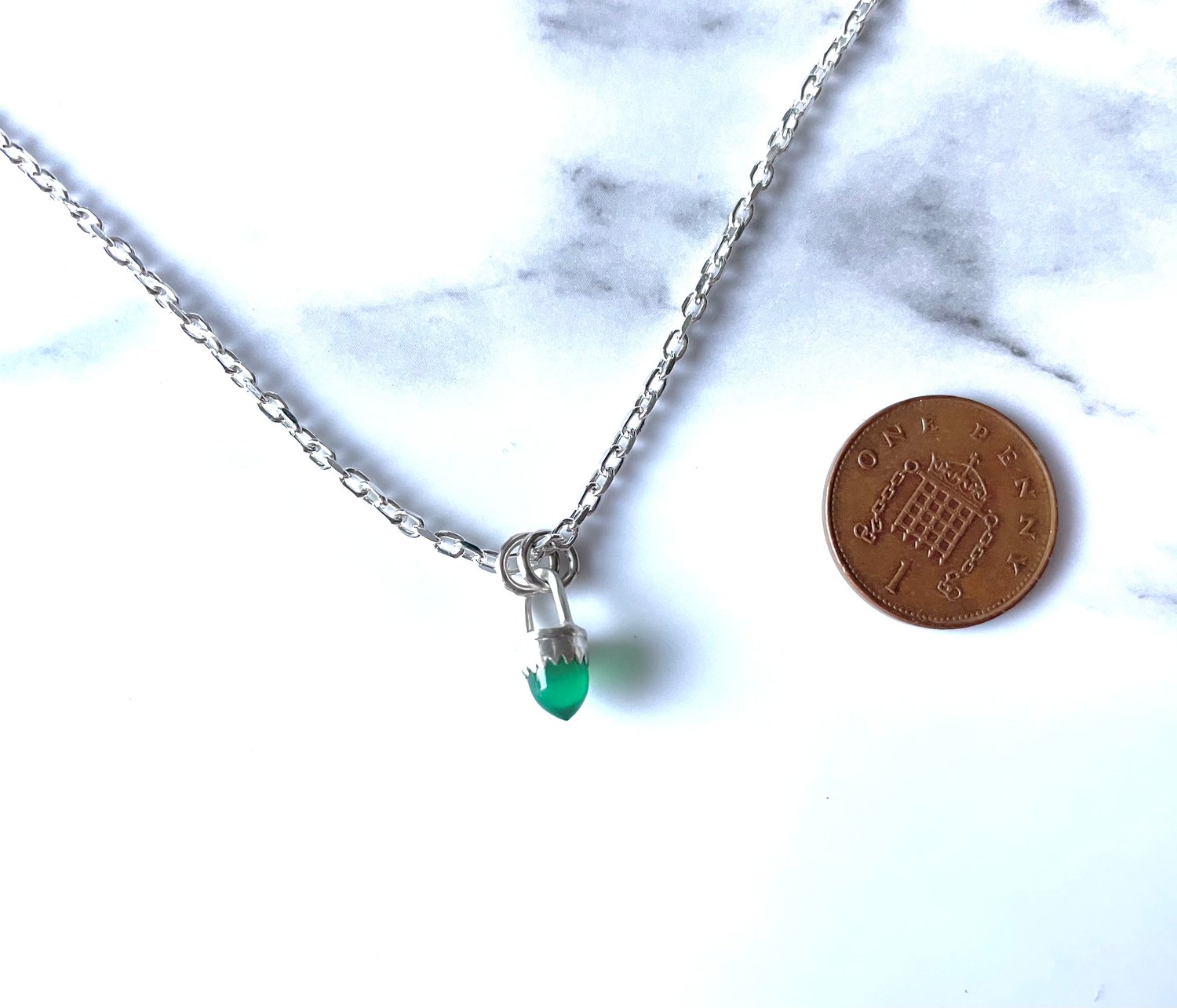 Image of Handmade Sterling Silver Green Onyx Bullet Point Pendant