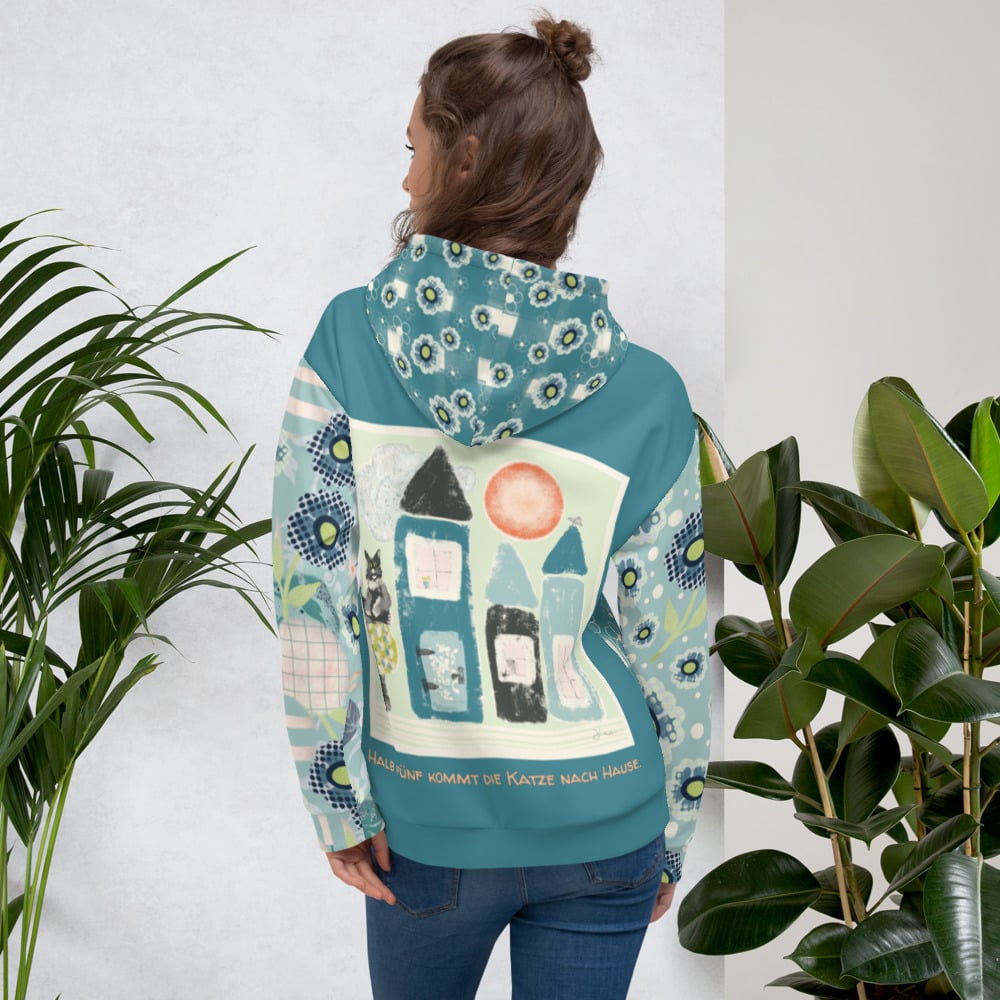 Image of Retro Cozy Cat Flower Power Mix Unisex Hoodie