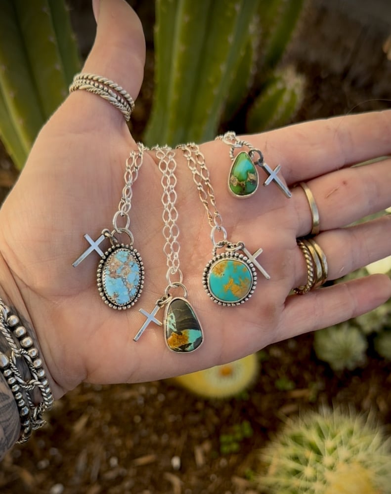 Image of Dainty Golden Hills & Cross Necklace