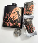 Capricorn Zodiac Flask Set – Rose Gold Goat Edition