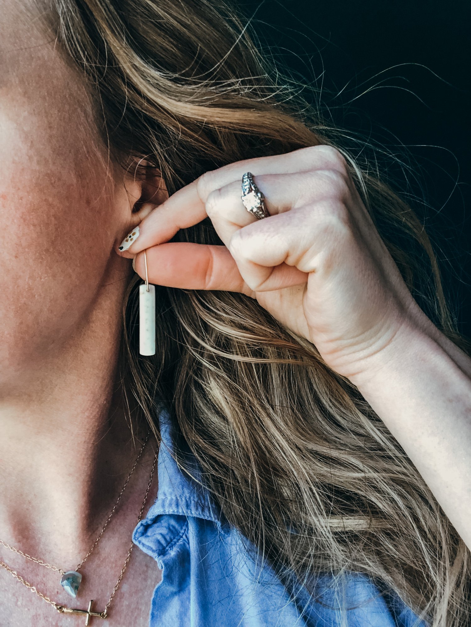 Image of Small Howlite Bar Dangles