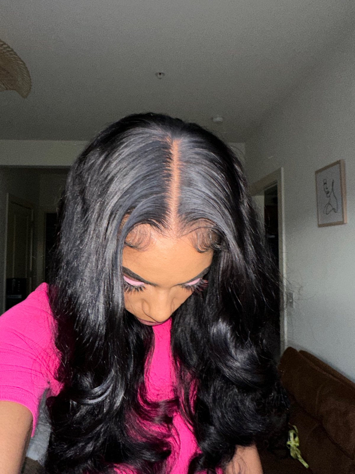 Outlets 24 inch curled closure wig