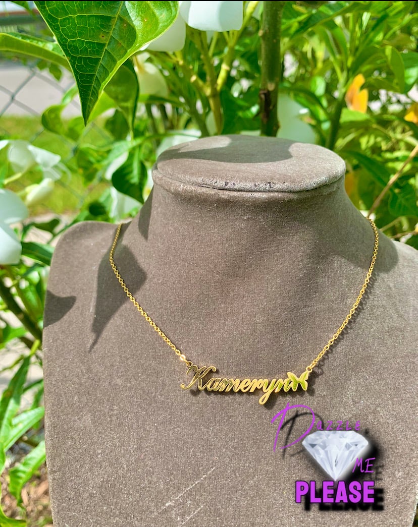 Image of Butterfly Stainless Steel Name Necklace 
