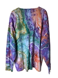 Image 5 of XL Unisex Adult Soft Long Sleeve Tee in Earthy Rainbow Geode Ice Dye