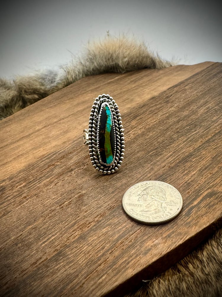 Image of Blackjack Ring - hand stamped scalloped cigar band - size 8