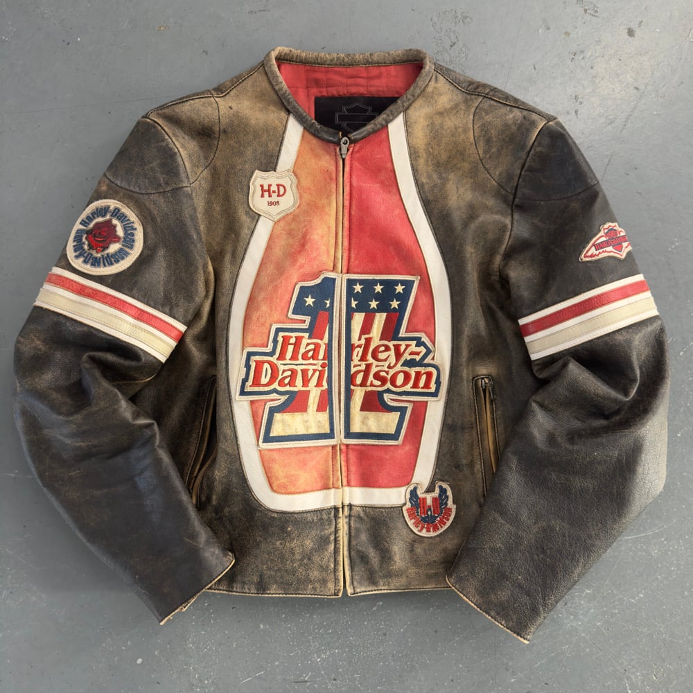 Image of Harley Davidson Cropped Leather Jacket, size large