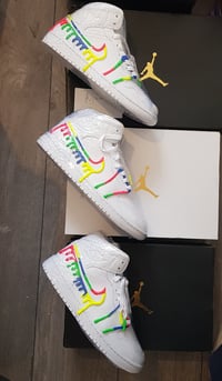 Image 3 of Custom Drip Sneakers Hand-Painted Air Jordan 1 Mid