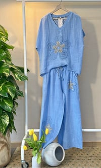 Sammy Flower Linen set Blue onesize 