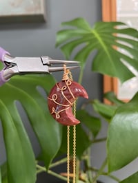 Image 4 of Red Jasper Gold Moon  Necklace