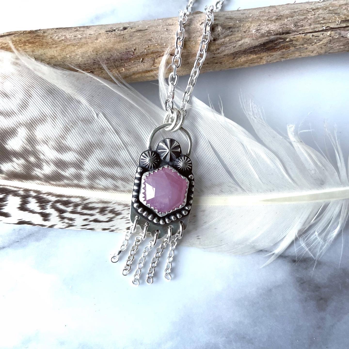 Image of Handmade Sterling Silver Pink Sapphire Pendant 925