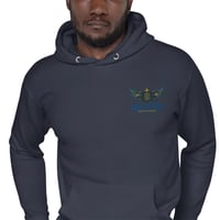 Image 4 of BOSSFITTED Neon Green and Blue Embroidered Logo Unisex Hoodie