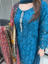 Image 4 of Teal net with sheesha dupatta