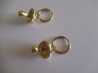 Image 3 of Princess Eugenie Inspired Dainty Gold Mushroom Hoop Earrings Autumn Jewellery