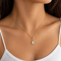 Image 5 of Petite Aurora Opal Halo Necklace 