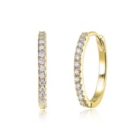 Image 2 of Quarter Size Diamond Hoop Earrings