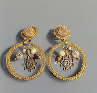 Vintage Robert Rose Hoop Earrings with Charms