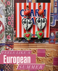 Image 4 of CERAMIC FACE LONG EARRINGS 