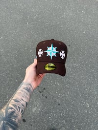 Image 2 of PINK BRIM BROWN SEATTLE MARINERS  CUSTOM FITTED CAP