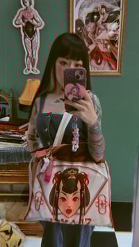 Image 7 of She slayed ribbon tote bag